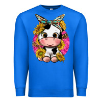 True Royal cut cow with sunflower and leopard  pink Premium Sweatshirt - texasbilliewilder