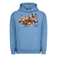 Pigment Pebble Blue happy easter trucks Urban Hoodie - AdoDesignShop