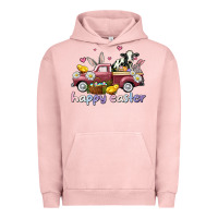 Pigment Salmon happy easter trucks Urban Hoodie - AdoDesignShop
