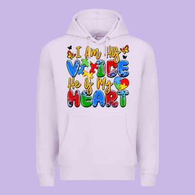 I Am His Voice He Is My Heart Premium Hoodie Designed By Jahusdesignshop