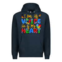 Navy i am his voice he is my heart Premium Hoodie - JahusDesignShop