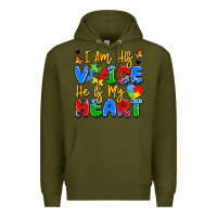 Army Green i am his voice he is my heart Premium Hoodie - JahusDesignShop