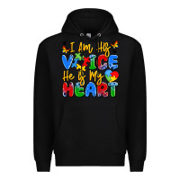 Black i am his voice he is my heart Premium Hoodie - JahusDesignShop
