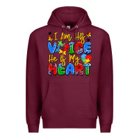 Burgundy i am his voice he is my heart Premium Hoodie - JahusDesignShop