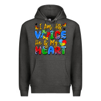 Charcoal Heather i am his voice he is my heart Premium Hoodie - JahusDesignShop