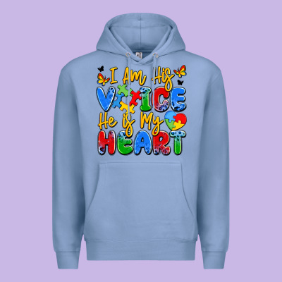 I Am His Voice He Is My Heart Premium Hoodie Designed By Jahusdesignshop
