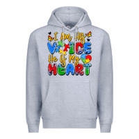 Heather Grey i am his voice he is my heart Premium Hoodie - JahusDesignShop