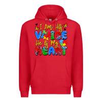 Red i am his voice he is my heart Premium Hoodie - JahusDesignShop