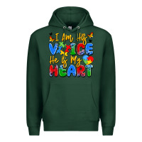Sports Green i am his voice he is my heart Premium Hoodie - JahusDesignShop
