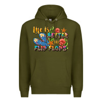 Army Green life is better in flip flops summer Premium Hoodie - JahusDesignShop