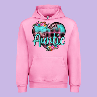 Auntie Leopard Turquoise Heart Urban Hoodie Designed By Jahusdesignshop