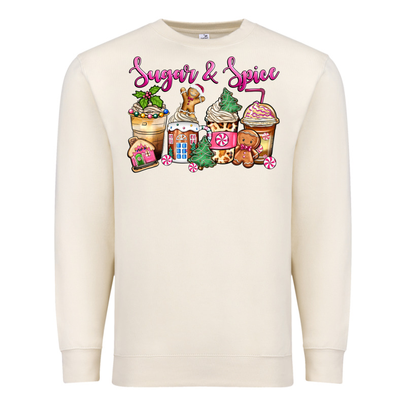 Sugar And Spice Pink Gingerbread Coffee Cups Premium Sweatshirt by Zillion Design Studio | Teevron