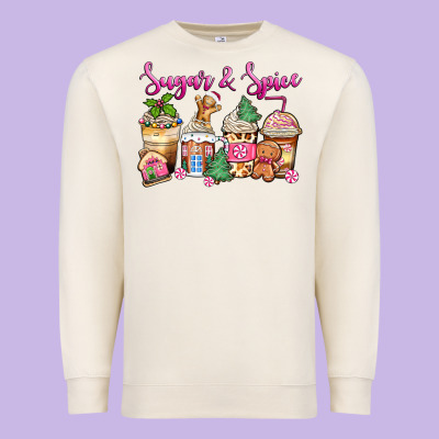 Sugar And Spice Pink Gingerbread Coffee Cups Premium Sweatshirt Designed By Zillion Design Studio