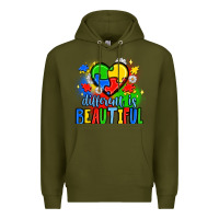 Army Green different is beautiful Premium Hoodie - JahusDesignShop