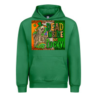 Emerald irish flag with shamrocks  dead inside but lucky Urban Hoodie - AdoDesignShop