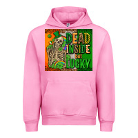 Fuchsia Pink irish flag with shamrocks  dead inside but lucky Urban Hoodie - AdoDesignShop