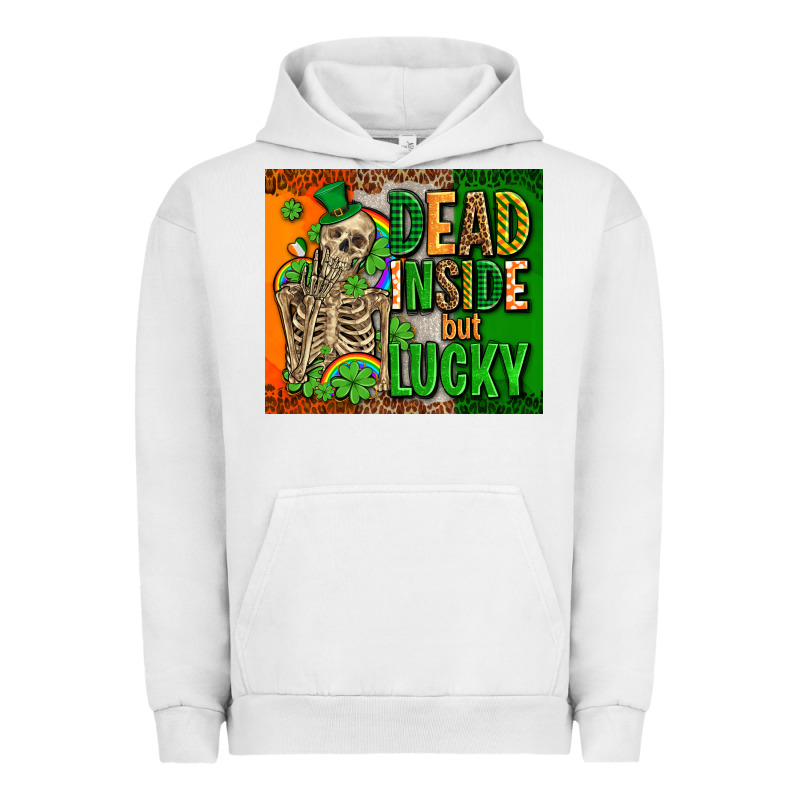 Irish Flag With Shamrocks  Dead Inside But Lucky Urban Hoodie by AdoDesignShop | Teevron