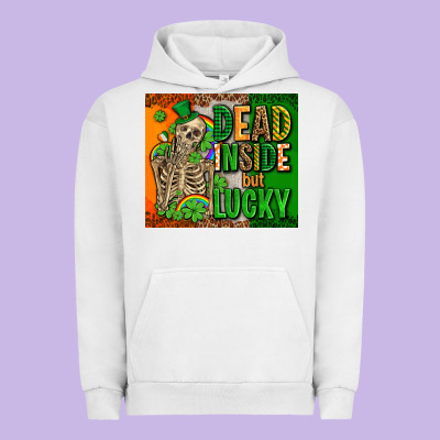Irish Flag With Shamrocks  Dead Inside But Lucky Urban Hoodie Designed By Adodesignshop