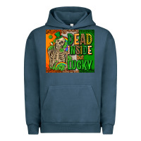 Pigment Midnight Navy irish flag with shamrocks  dead inside but lucky Urban Hoodie - AdoDesignShop