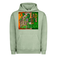 Pigment Oil Green irish flag with shamrocks  dead inside but lucky Urban Hoodie - AdoDesignShop