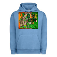 Pigment Pebble Blue irish flag with shamrocks  dead inside but lucky Urban Hoodie - AdoDesignShop