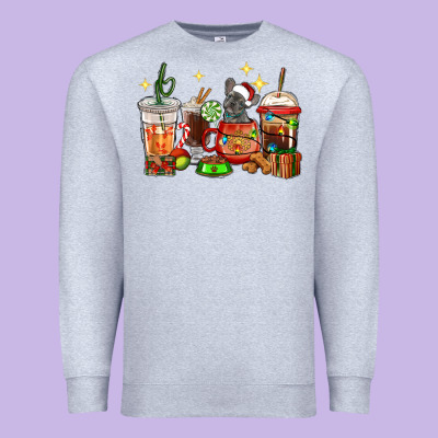Premium Sweatshirt Christmas coffee cups with French Bulldog