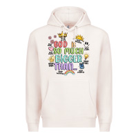 Pale Pink god is bigger Premium Hoodie - JahusDesignShop