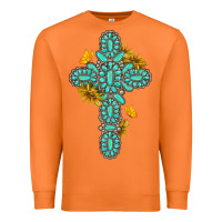 Carrot gemstone cross with sunflowers and butterflies Premium Sweatshirt - texasbilliewilder