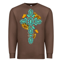 Chestnut gemstone cross with sunflowers and butterflies Premium Sweatshirt - texasbilliewilder