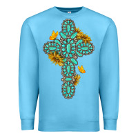 Gemstone Cross With Sunflowers And Butterflies Premium Sweatshirt | Teevron