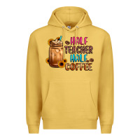 Antique Gold half teacher half coffee Premium Hoodie - JahusDesignShop