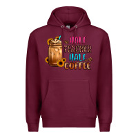 Burgundy half teacher half coffee Premium Hoodie - JahusDesignShop
