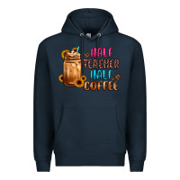 Navy half teacher half coffee Premium Hoodie - JahusDesignShop