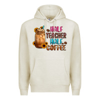 Oatmeal Heather half teacher half coffee Premium Hoodie - JahusDesignShop