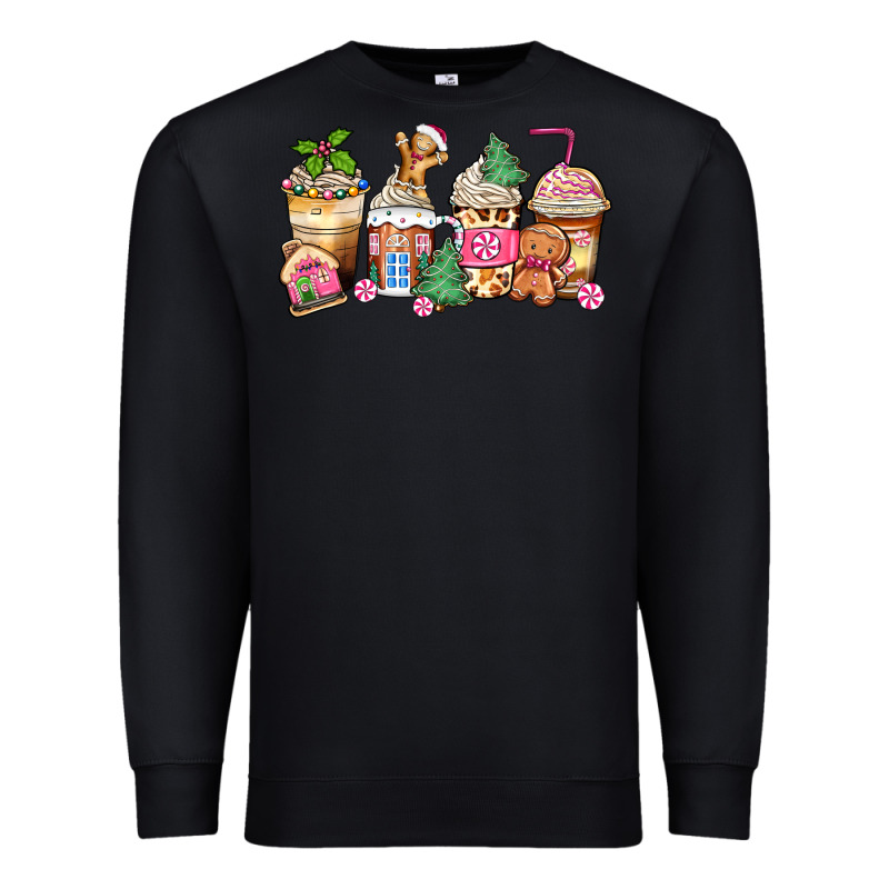 Pink Gingerbread Coffee Cups Premium Sweatshirt by Zillion Design Studio | Teevron