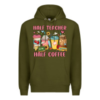 Army Green half teacher half coffee Premium Hoodie - JahusDesignShop