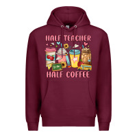 Burgundy half teacher half coffee Premium Hoodie - JahusDesignShop