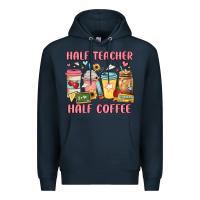 Navy half teacher half coffee Premium Hoodie - JahusDesignShop