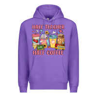 Purple half teacher half coffee Premium Hoodie - JahusDesignShop