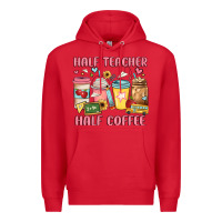 Red half teacher half coffee Premium Hoodie - JahusDesignShop