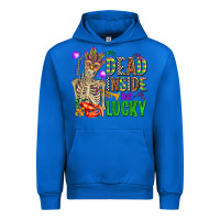 Cobalt mardi gras dead inside but lucky  with skeleton Urban Hoodie - AdoDesignShop