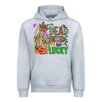 Heather Grey mardi gras dead inside but lucky  with skeleton Urban Hoodie - AdoDesignShop