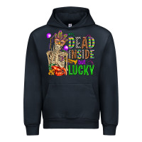 Navy mardi gras dead inside but lucky  with skeleton Urban Hoodie - AdoDesignShop