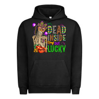 Pigment Black mardi gras dead inside but lucky  with skeleton Urban Hoodie - AdoDesignShop