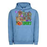Pigment Pebble Blue mardi gras dead inside but lucky  with skeleton Urban Hoodie - AdoDesignShop
