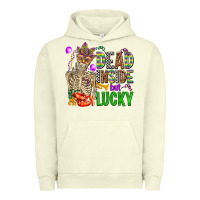 Pigment Pistachio mardi gras dead inside but lucky  with skeleton Urban Hoodie - AdoDesignShop