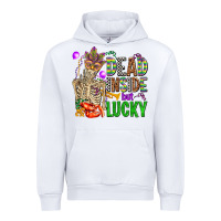 White mardi gras dead inside but lucky  with skeleton Urban Hoodie - AdoDesignShop
