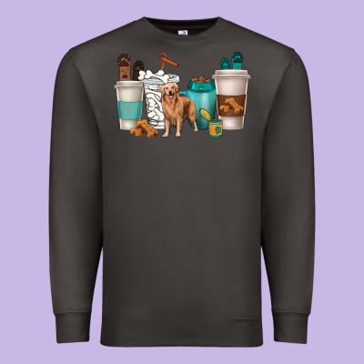 Premium Sweatshirt golden retriever dog coffee cups