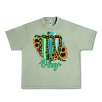 Oil Green Virgo Zodiac Sign Sunflower Leopard Serape Urban Heavy Tee - RanaPortraitStore