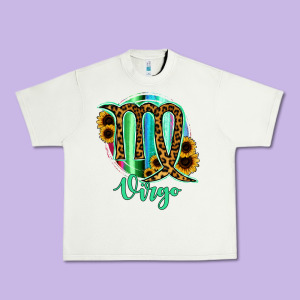 Virgo Zodiac Sign Sunflower Leopard Serape Urban Heavy Tee Designed By Ranaportraitstore
